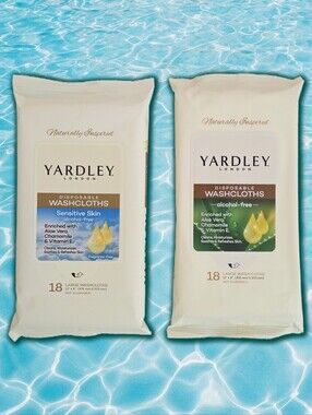 Yardley London Disposable Washcloths Bundle (Set of 2 Packs, 36 Wipes Total) - S